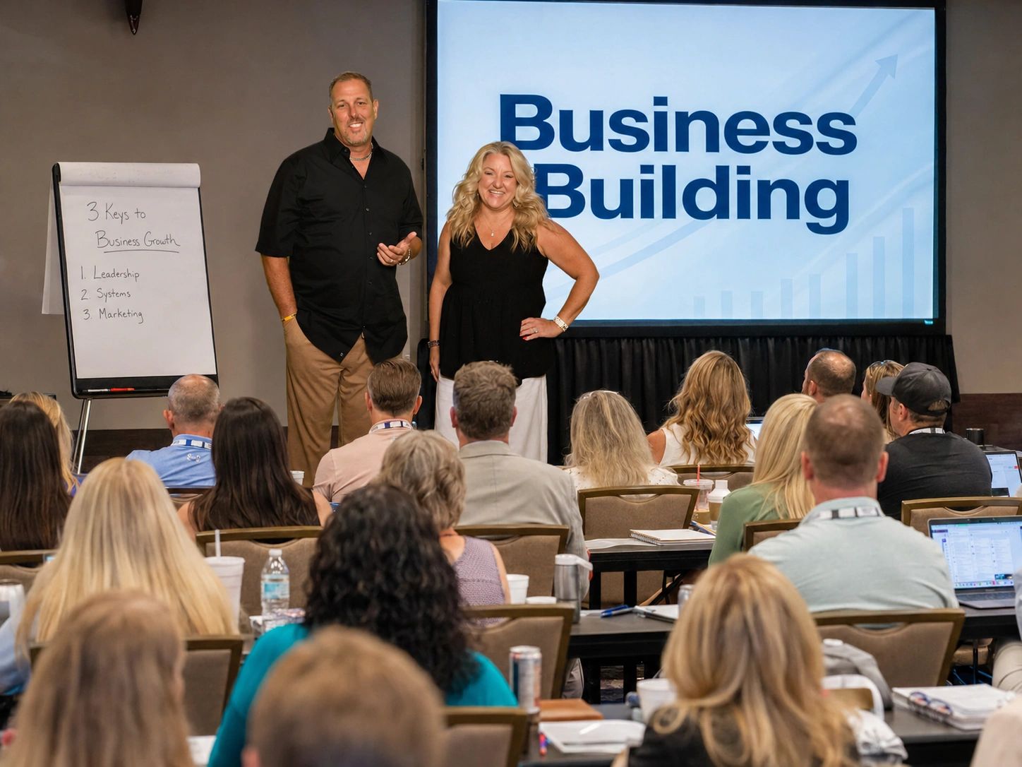 Chad and Judy Vanderstelt presenting a Business Building session
